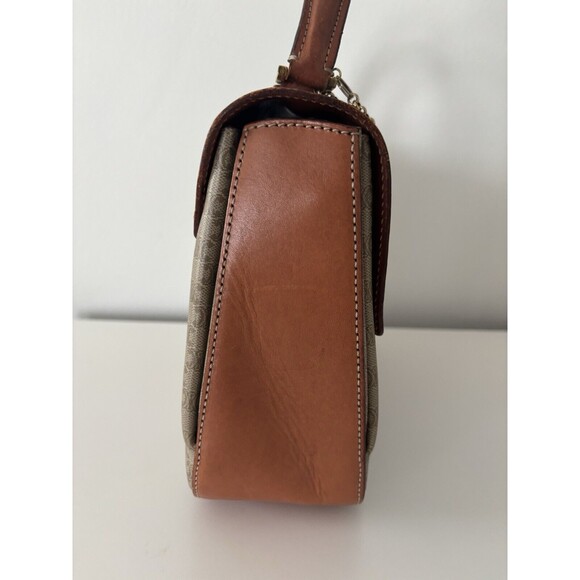 Celine Logo Macadam Pattern Hand Bag Leather Tan/Brown Crossbody Authentic Vtg - Picture 8 of 16